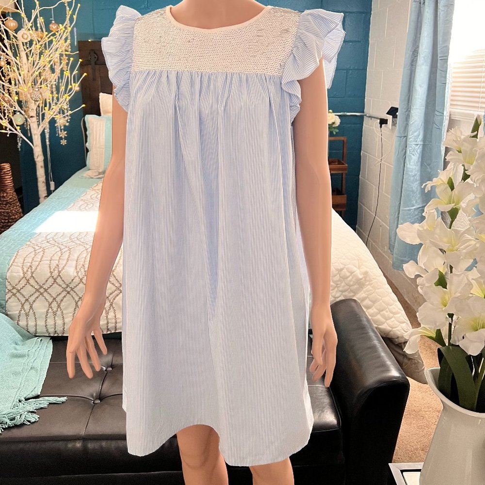 After Market Dresses in Large. Blue and white ,  sequins on the top. Pre Owner.